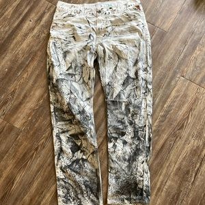 LRG jeans, white with black splatter all over